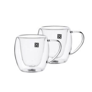 Royalford Borosilicate Double Wall Glass Mug Set - 2 X 250ml  RF10528