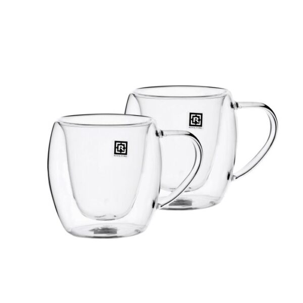 Royalford Borosilicate Double Wall Glass Mug Set - 2 X 250ml  RF10528