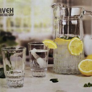 KAVEH STONE Jug with Glass 6+1Pcs LS0342GCL